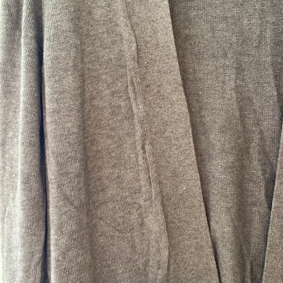 H by Halston Open Front High Low Duster Cardigan Long Sleeve Heather Iron Taupe - Picture 7 of 13